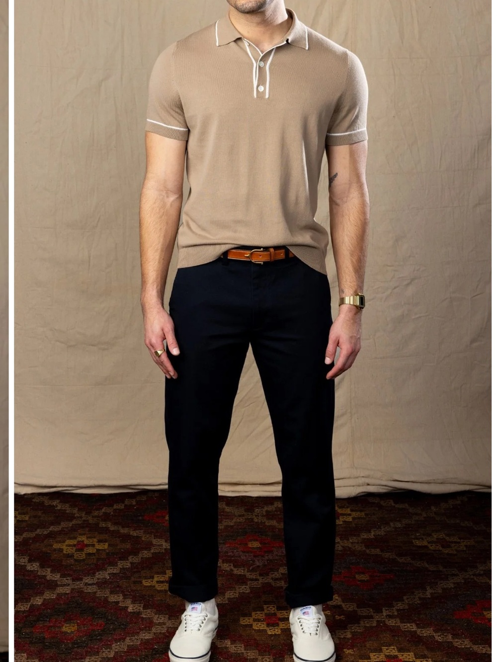 Elk Head Cashmere Cotton Blend Polo Shirt Men's Size Small Preppy - Picture 5 of 14